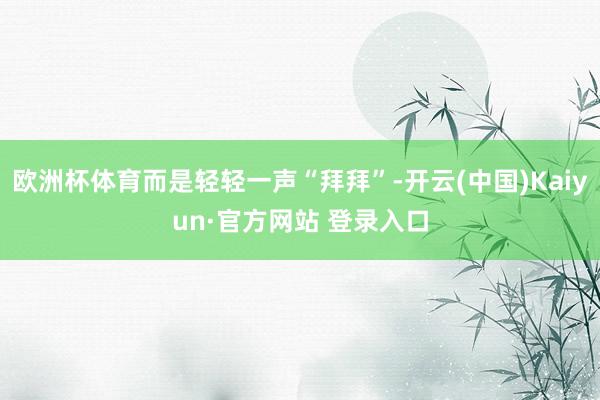 欧洲杯体育而是轻轻一声“拜拜”-开云(中国)Kaiyun·官方网站 登录入口